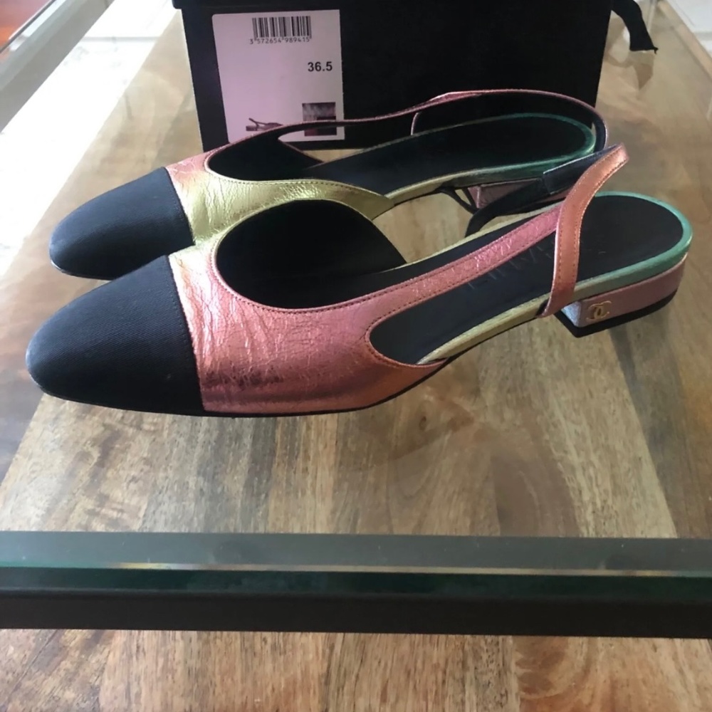 Chanel Slingback Flat Shoes 36.5 6.5